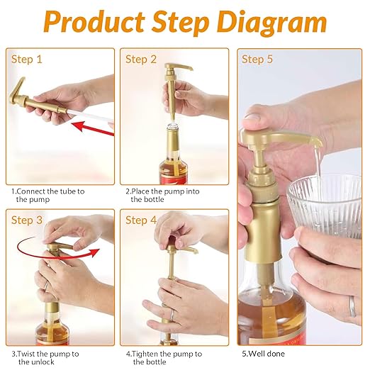 4Pcs Coffee Syrup Pumps: Compatible with 25.4oz/750ml Torani, Skinny and Other Syrup Bottles, Easily Dispense Syrups Pump of Various Flavors for Lattes, Iced Coffees, Cocktails, Pancakes and More