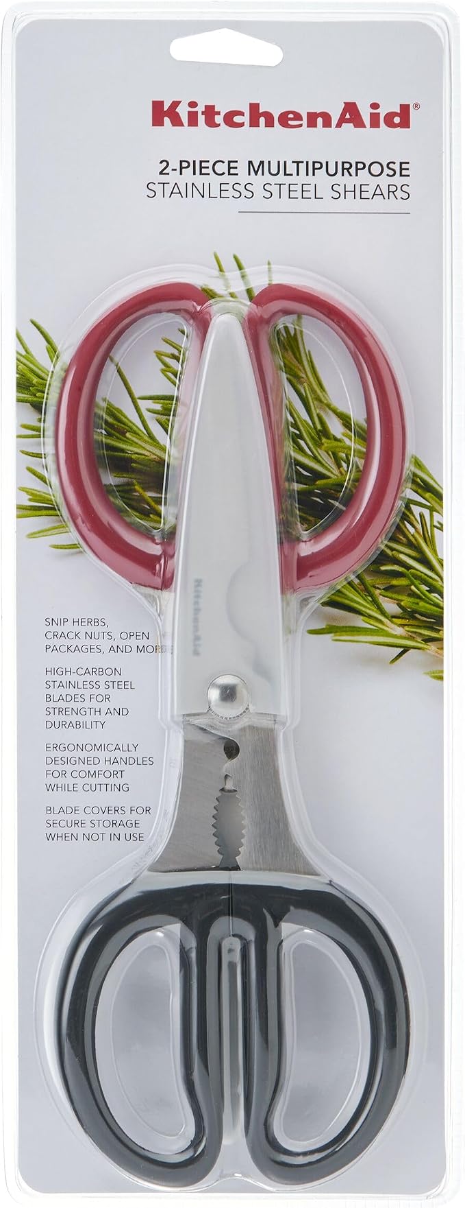 KitchenAid Multipurpose Shear Set, Versatile Scissors with Nutcracker, Bottle Opener, Ergonomic Handles with Protective Blade Covers, 2 Piece - Image 9