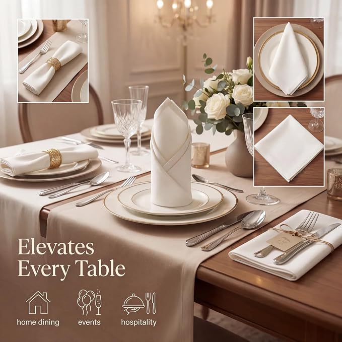 Urban Villa Cloth Napkins Cotton 20x20 (Set of 12) White - Image 2