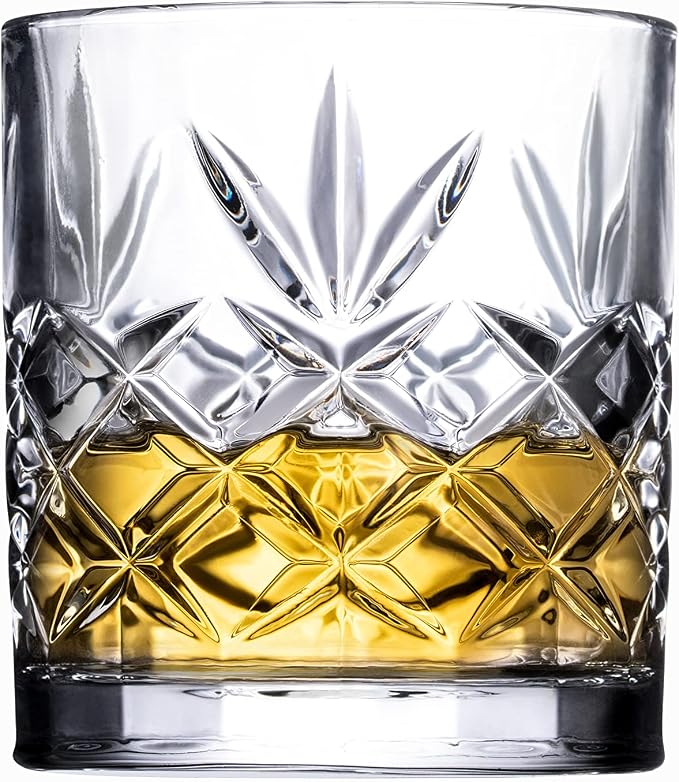 Royalty Art Kinsley Whiskey Glasses, Set of 4, 10.6 oz Crystal Tumblers | Bourbon, scotch, whiskey, cocktails, distinctive Kinsley design, gift for enthusiasts - Image 4