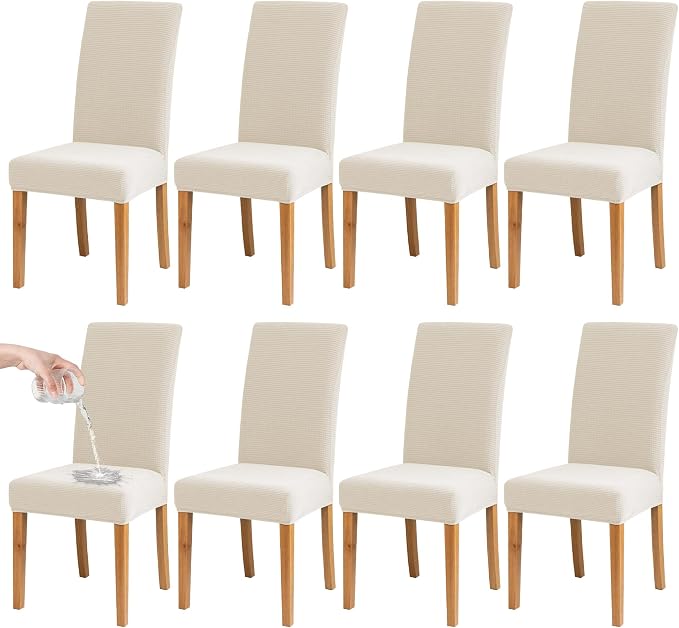 BIETYONE Waterproof Dining Chair Covers, Stretch Seat Protector, Washable | 8 Pack, Waterproof, Stretch Fit, Washable, Spill Resistant, Soft, Dining Chair Covers, Seat Protector by BIETYONE