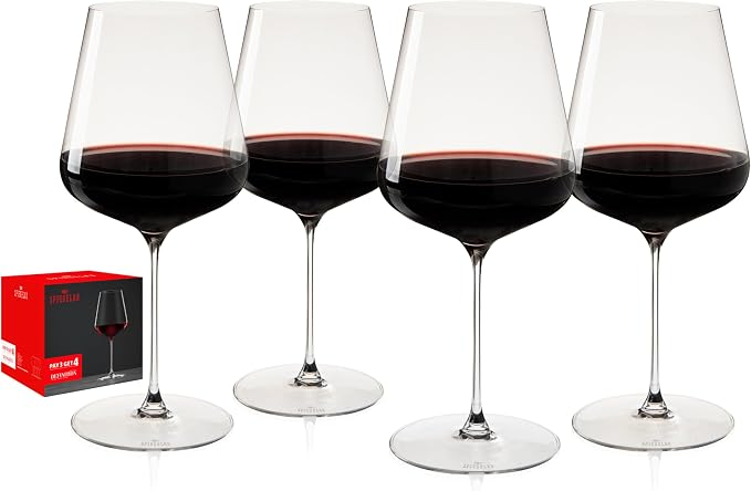 Spiegelau Definition Bordeaux Wine Glasses, Crystal Clear Drinking Glasses for Red Wine, Elegant Stemmed Glassware, Home Bar, Dinner Party, Wedding Gifts, Hosting Essentials, 26 oz, Set of 4 by Spiegelau