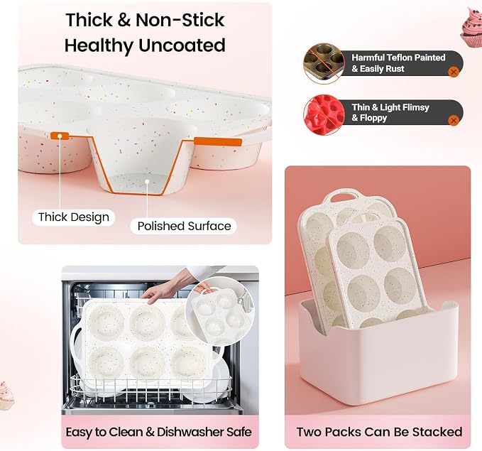 Silicone Jumbo Muffin Pan for Baking with Metal Reinforced Frame, 6 Cup Nonstick Extra Large Muffin Tin, BPA Free Cupcake Pan and Dishwasher Safe Big Muffin Pan - Image 7