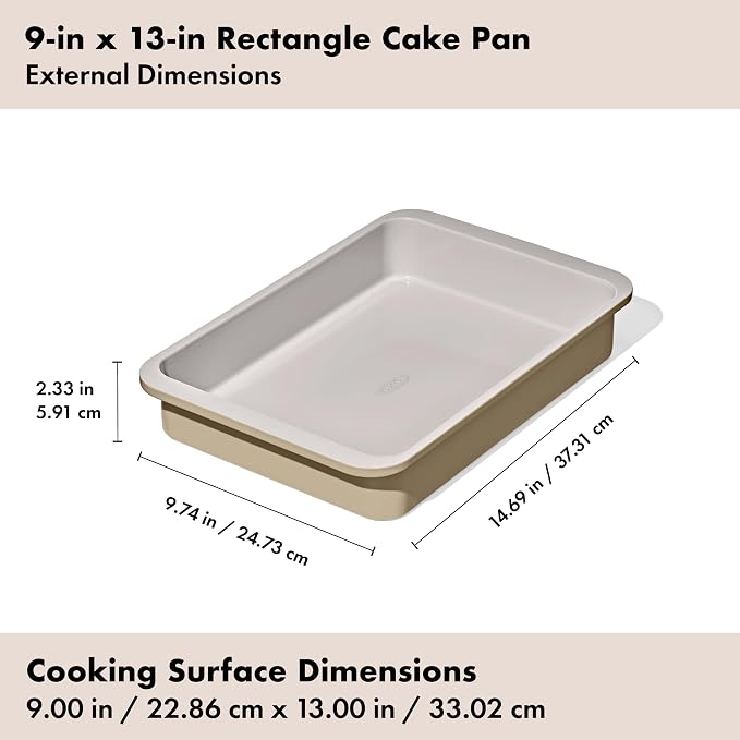 OXO Good Grips Non-Stick Pro Ceramic Coated Metal Bakeware 9” x 13” Cake Pan – Biscuit - Image 7