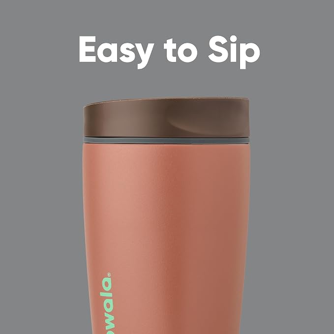 Owala SmoothSip Slider Insulated Stainless Steel Coffee Tumbler, Reusable Iced Coffee Cup, Hot Coffee Travel Mug, BPA Free 12 oz, Grey/Brown (Cozy Cocoa) (Pack of 8) - Image 2