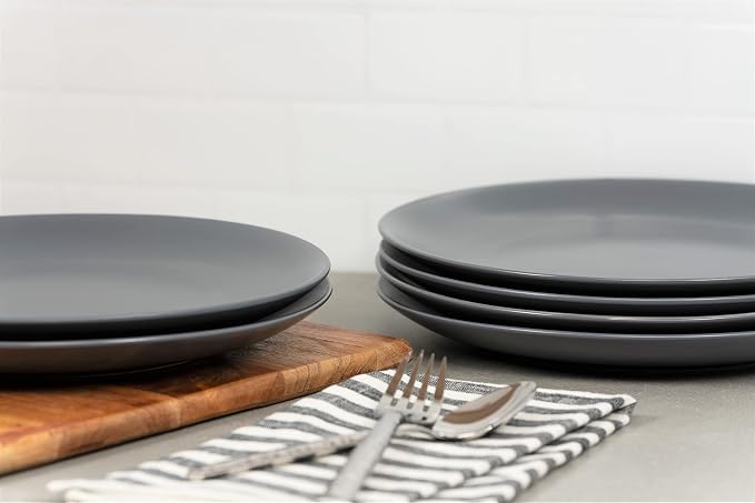 10 Strawberry Street Wazee Matte 10.5" Coupe Dinner Plate, Set of 6, Charcoal Gray - Image 2
