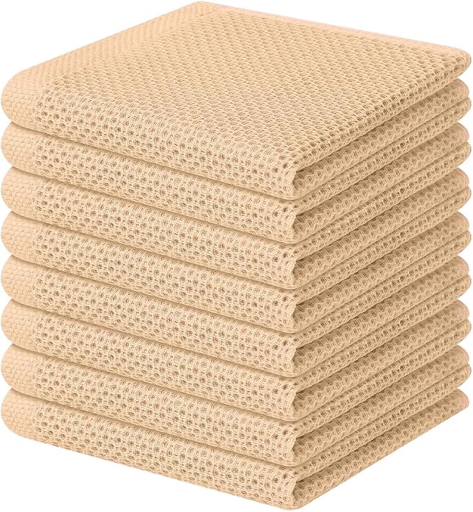 Homaxy 100% Cotton Waffle Weave Kitchen Dish Cloths 8-Pack, Apricot | 12 x 12 Inches, Ultra Soft Absorbent Dish Towels, Quick Drying Dish Rags with Hanging Loop by Homaxy