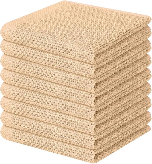 Homaxy 100% Cotton Waffle Weave Kitchen Dish Cloths 8-Pack, Apricot | 12 x 12 Inches, Ultra Soft Absorbent Dish Towels, Quick Drying Dish Rags with Hanging Loop by Homaxy