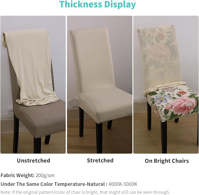Fuloon 6 Pack Super Fit Stretch Removable Washable Short Dining Chair Protector Cover Seat Slipcover for Hotel, Dining Room, Ceremony, Banquet Wedding Party - Image 4