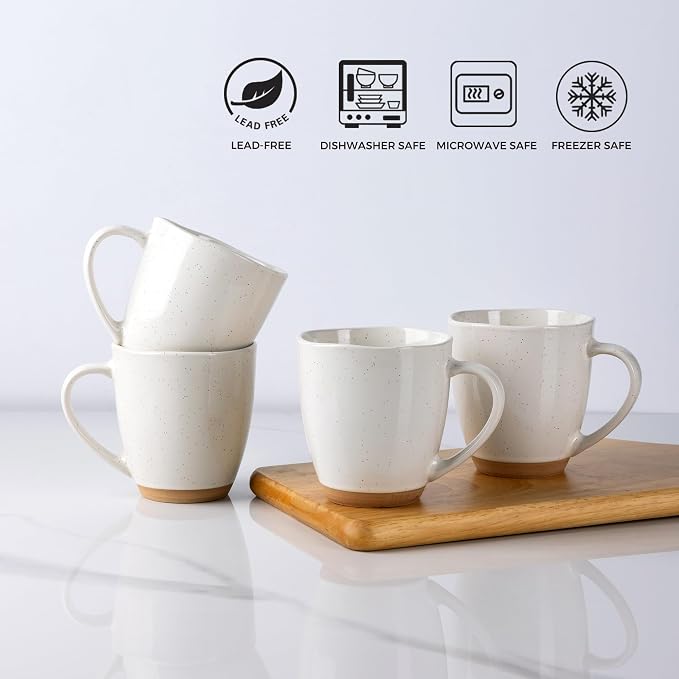 AmorArc 12oz Coffee Mugs, Ceramic Coffee Mugs set of 4 for Man, Woman, Dad, Mom, Modern Coffee Cups with handle for Latte/Cappuccino/Milk/Cocoa. Dishwasher&Microwave Safe, Light Beige - Image 5