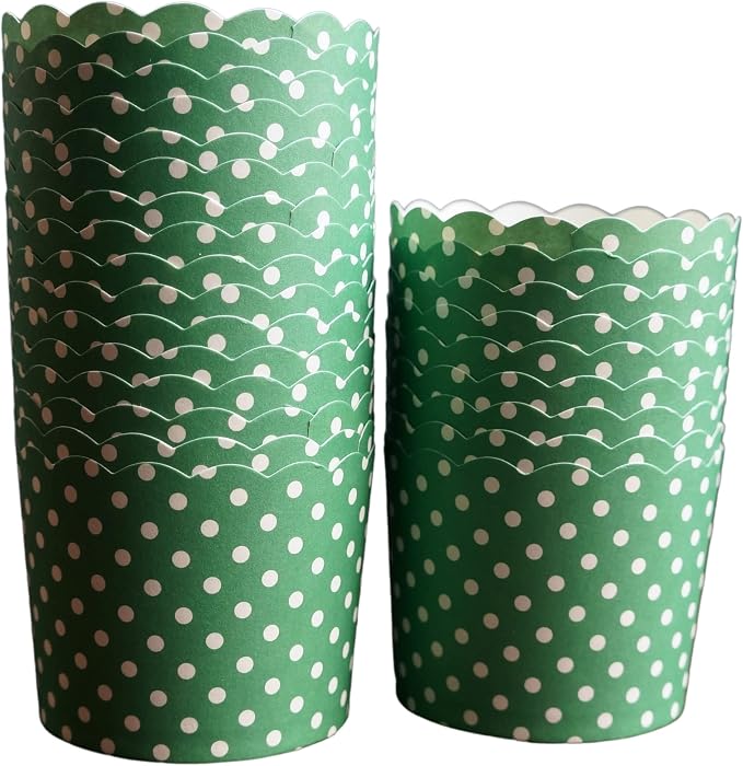 Paper Baking Cups (Polka Dots), Greaseproof Disposable Cupcake Liners (Green, Large Cups (50-Pack)) - Image 4