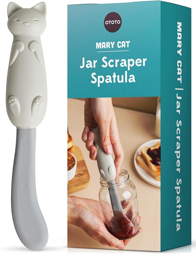 OTOTO Jar Scraper Spatula - Silicone Scraper, Cute Kitchen Accessories, Unique Fun Cooking Kitchen Gadgets for Foodies - BPA-free & 100% Food Safe (Mary Cat) by OTOTO