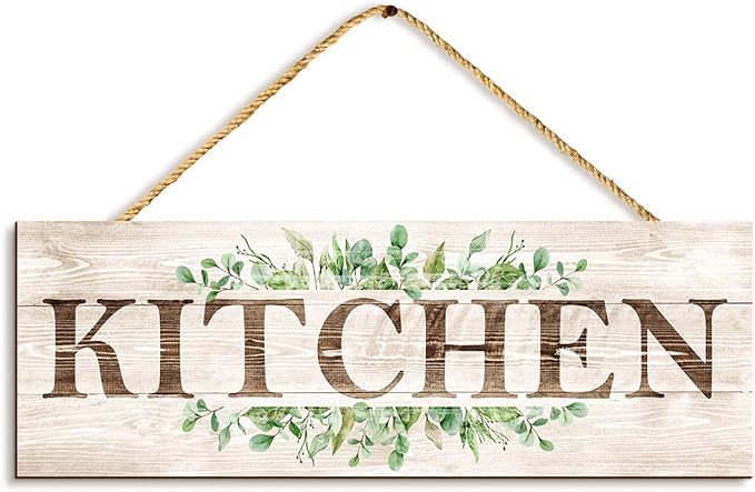 Kitchen Sign Wall Decor, Wooden Wall Art, Rustic Farmhouse Wall Hanging Plaque for Home Kitchen, 4.7 x 13.7 inches by CreoateHomeDecoration