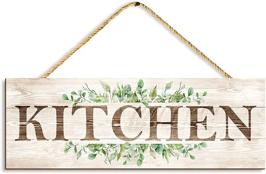 Kitchen Sign Wall Decor, Wooden Wall Art, Rustic Farmhouse Wall Hanging Plaque for Home Kitchen, 4.7 x 13.7 inches by CreoateHomeDecoration