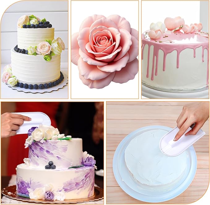 2 PCS Fondant Smoothing Tool, Cake Decoration Icing Smoother Tool, Sugarcraft Scraper Paddle, Fondant Polisher Finisher, White PP Plastic, 5.7" x 3.1"