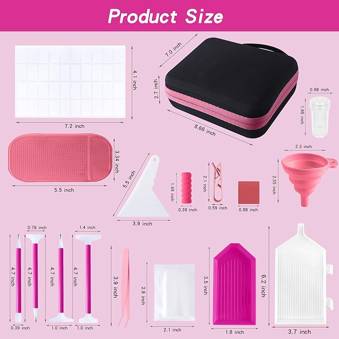 LYMUSUMI 30 Slots Diamond Art Storage Containers for Adults Portable Bead Storage Boxes for Diamond Painting Accessories and Tools（Pink）