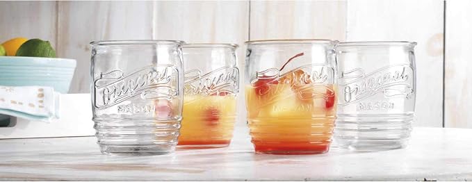 Glaver's Drinking Glasses Set of 4 Original Mason Whiskey 13 Oz Genuine Artisan-Made Vintage Italian Tumbler Glassware Set for Refreshing Drinks, Beverages, Iced Tea - Image 5