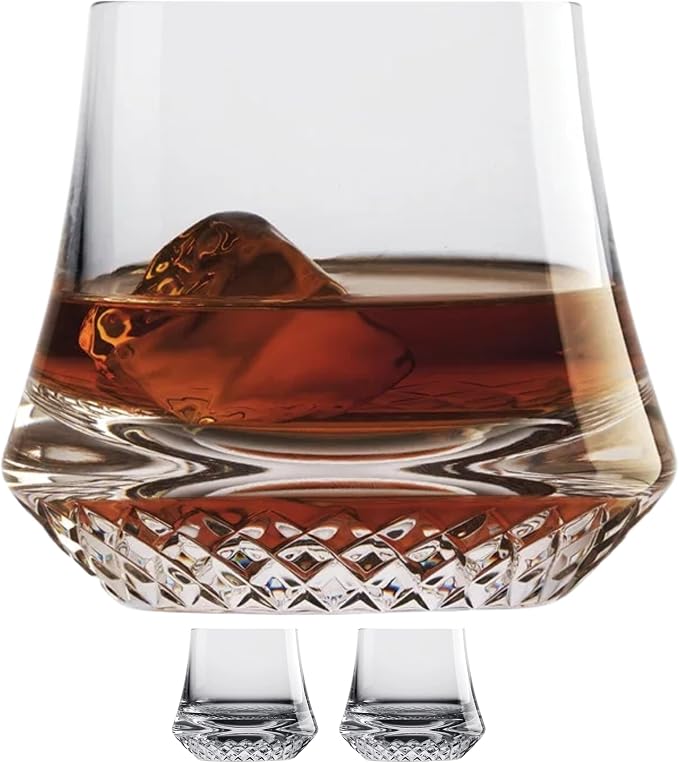 NUDE Whiskey Glasses Set of 4 SOF – 8.5 oz Premium Lead-Free Crystal Old Fashioned Rocks Glasses for Whisky, Scotch & Bourbon – Heavy Base, Dishwasher Safe, Luxury Gift Boxed Set Barware by NUDEGlass