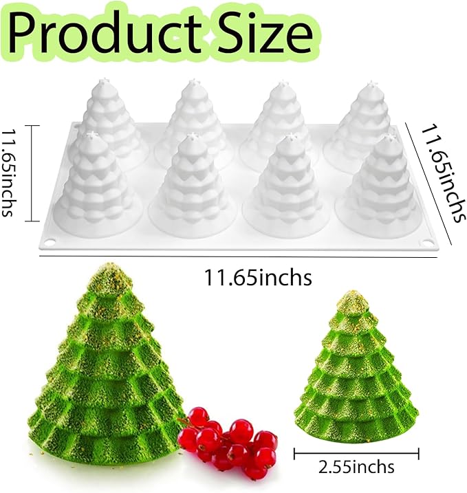 Christmas Tree Silicone Molds, Tree-Shaped Christmas Silicone Molds for Making Mousse Cakes, Chocolate Bars, Desserts and Handmade Soap