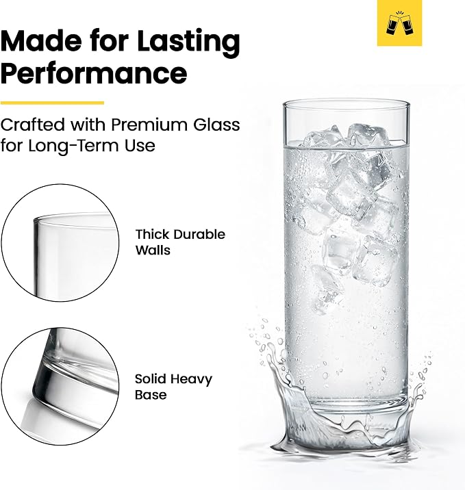 LEMONSODA Premium Highball 12oz/15oz Glass Sets - Elegant Tom Collins Glasses - Tall Water Drinking Glasses - Bar Glassware for Mojito, Whiskey, Cocktail (12oz, Set of 48) - Image 7