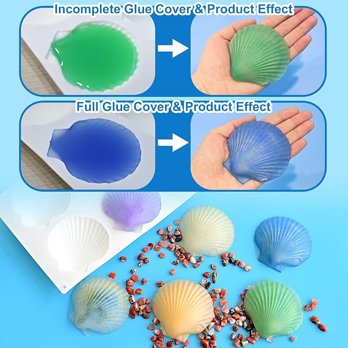 Shell Shaped Silicone Molds, Large Seashell Baking Molds 6-Cavity | Marine Theme Chocolate Cake Fondant Molds for Biscuit Baking Cake Decora 3D Ocean Epoxy Resin Crafting Projects, Non-stick - Image 6