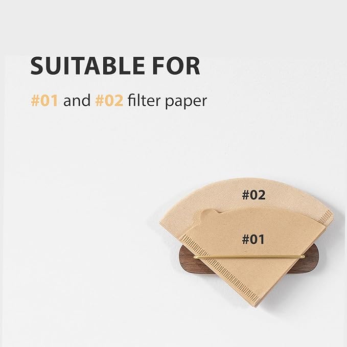 Coffee Filter Holder, Cone Coffee Filter Holder Storage, Coffee Filter Stand for V60 Coffee Filters Size #01 and #02 (B Walnut)