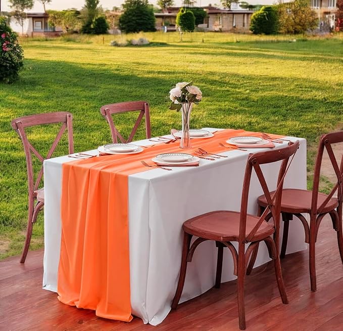 Pack of 25 | Orange |14ft Chiffon Table Runner 29x170 Inches Long Romantic Rustic Sheer Gauze Runner for Wedding Bridal Shower Birthday Banquets Engagement Spring Easter Boho Decorations - Image 6