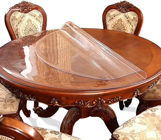 20 Inch Clear Round Table Cover Protector 1.5mm Thick Table Protector for Dining Room Waterproof Plastic PVC Vinyl Tablecloth Cover Circle Tabletop Desk Pad Mat for Furnture Coffee End Bed Side Table - Image 3