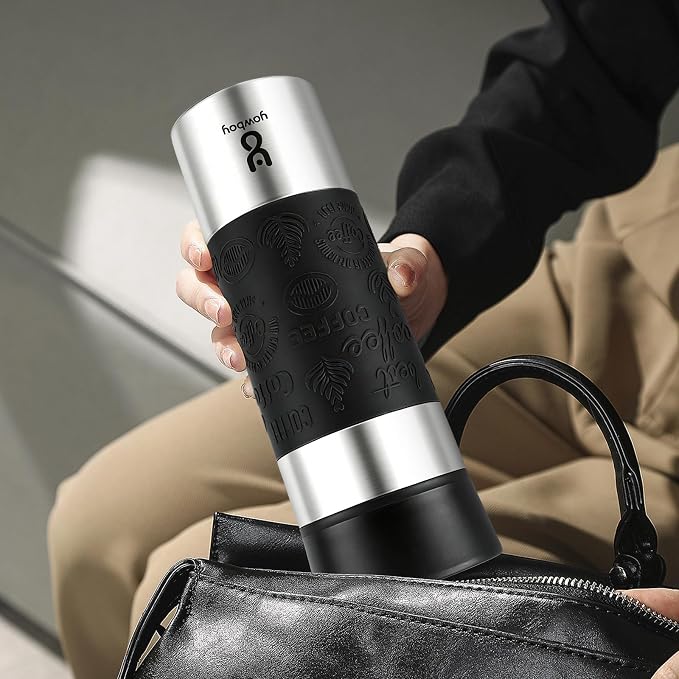 Travel Coffee Mug with 360°Lid, Travel Coffee Tumbler 16 oz Leak Proof, Stainless Steel Insulated Travel Mugs for Hot and Cold Spill Proof Leak Proof(Black) - Image 9