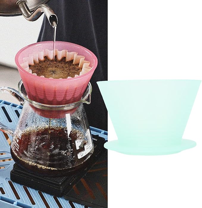 Pour Over Dripper, Flat Bottom Coffee Filter with Food Grade PP Construction, Reusable Brewing Cup for Home, Cafe & Office Use (Light Green)