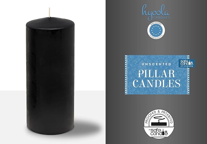 Hyoola Black Pillar Candles 2x6 Inch - 4 Pack Unscented Pillar Candles - European Made - Image 5