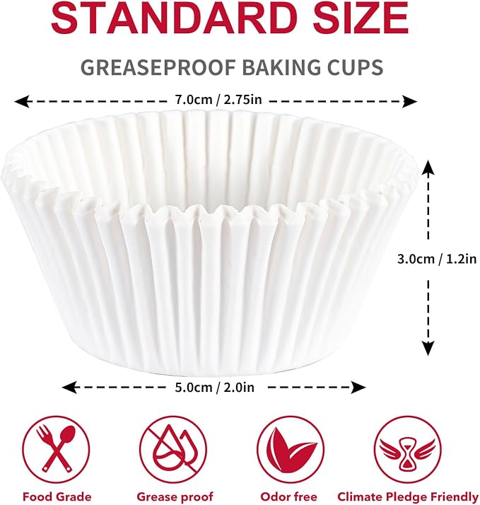 Caperci 300pcs Standard White Cupcake Liners for Baking - Odorless Greaseproof Paper Muffin Baking Cups for Wedding Birthday Party Baby Shower Festivals (White) - Image 7