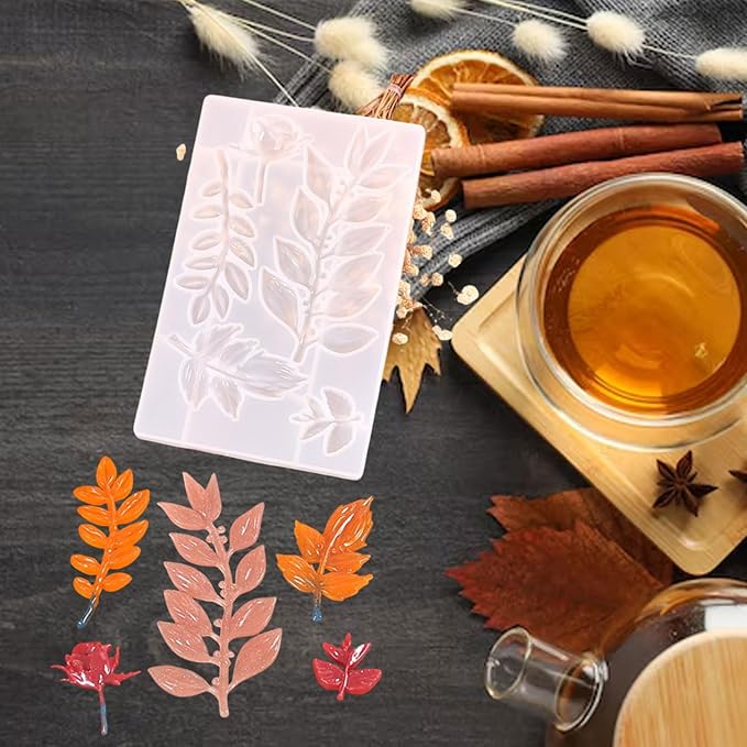 3 Pcs Fall Silicone Molds,14 Cavities Autumn Branches and Maple Leaves Thanksgiving Chocolate Molds,Funny 3D Chocolate Candy Molds for Soap Pudding Jelly Making