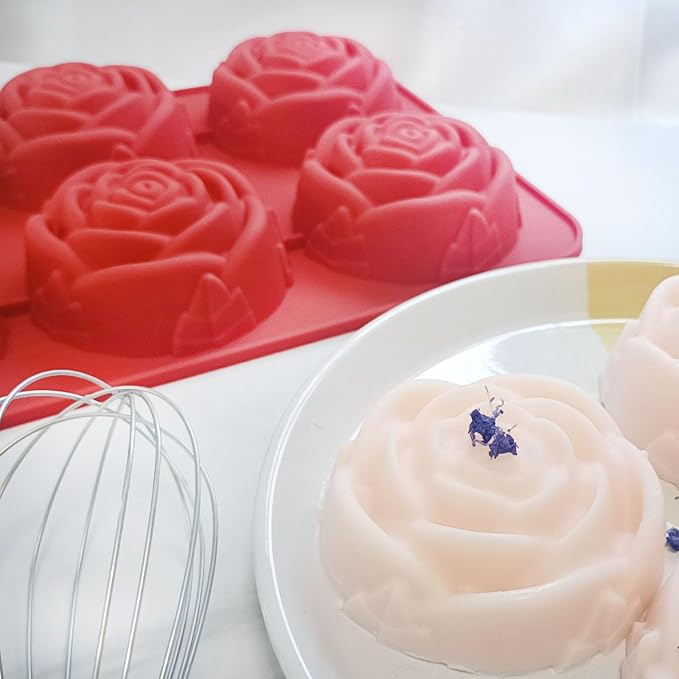2Pcs Rose Silicone Molds for Baking, Mother's Day Silicone Flower Ice Cube Chocolate Molds for Cake Chocolate Cookie Candy Mousse Dessert Cookies Pudding Jelly Soap Candle making - Image 6