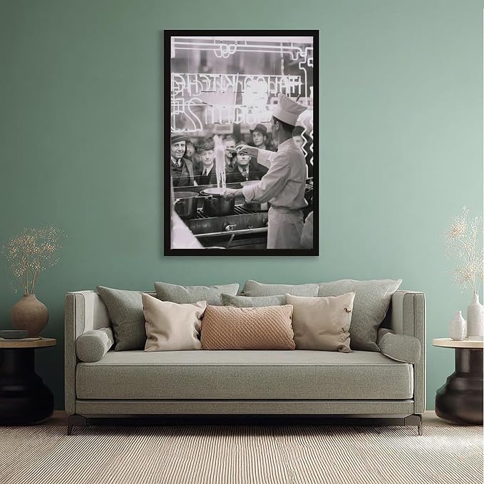 Chef Cooking Spaghetti, Italian Restaurant in New York 1930s, Black And White , Vintage, Retro Pasta Art, Kitchen Wall Decor Canvas Poster Wall Art Decor Print Picture Paintings for Living Room Bedroo - Image 5