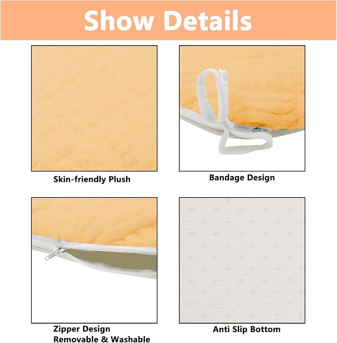 Plush Chair Cushion, Oval Chair Cushion Pad,Ultra Soft Nonslip Seat Pad,Comfortable Chair Cushion Cover,2PCS Memory Foam Chair Seat Cushion for Home Office Kitchen Dining Chairs Yellow - Image 3