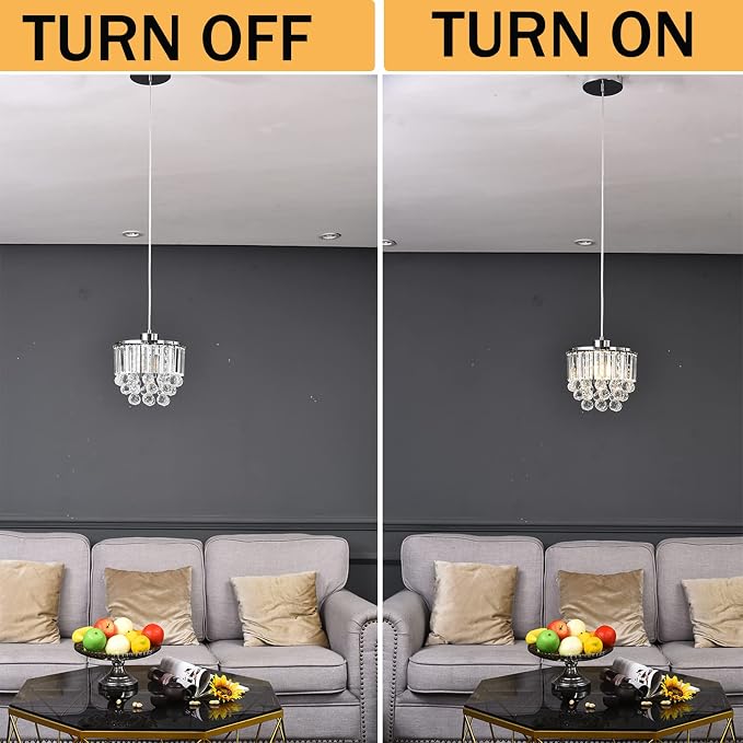 Set of 2 Polished Crystal Chandelier Pendant Light,Cord Adjustable Hanging Pendant Lamp, Modern Light Crystal Decorative Pendant Lighting Fixture for Kitchen Island Dining Room Cafe Shops Restaurants - Image 7