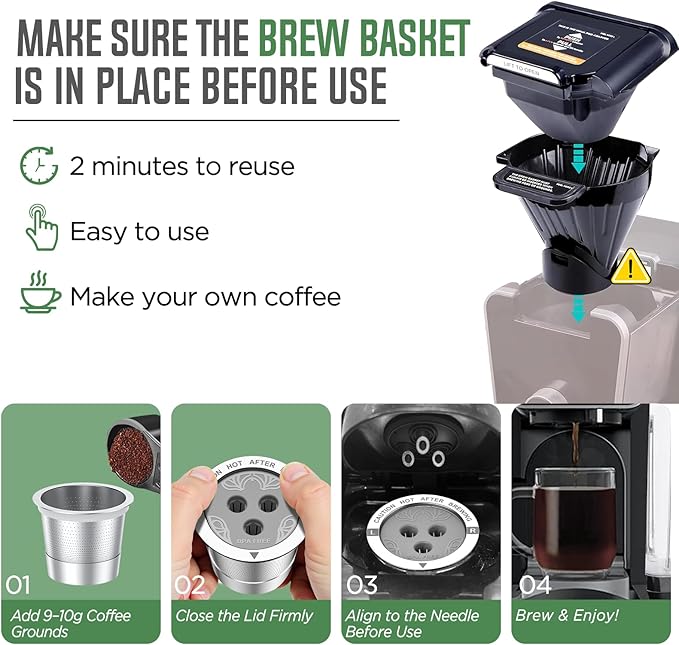 Ninja Reusable Coffee Pod: VIVI SKY Upgraded Stainless Steel Refillable Ninja K Cups - 3 Holes Coffee Filters For Ninja Coffee Maker CFP201 CFP301 CFP305 CFP307 CFP400 CFP300 (2 Pack)