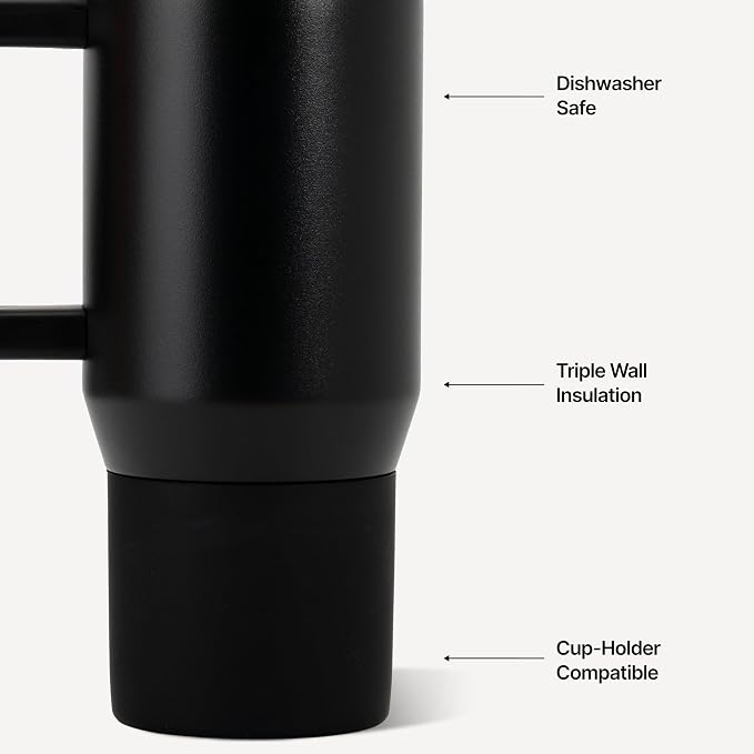HydroJug Coffee Traveler 20oz Ceramic-Lined Mug with Handle, Black - Image 3