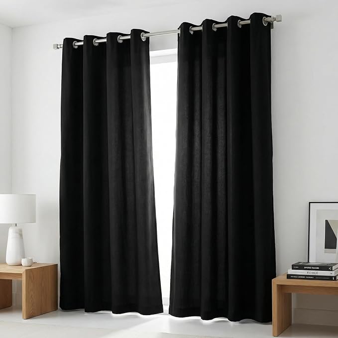 Urban Villa Cotton Grommet Curtains 50x96 (2 Panels) Black by CottonTrends