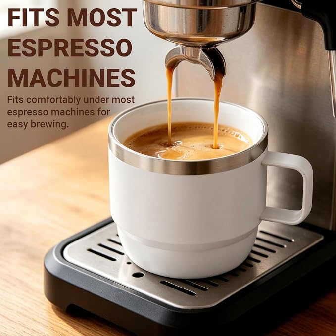 Zenbo 8 oz Small Coffee Mug with Magnetic Sliding Lid & Handle, Ceramic-Lined 18/8 Stainless Steel, Double-Wall Vacuum Insulated Espresso Coffee Cup, Stackable & Dishwasher Safe, Black - Image 7