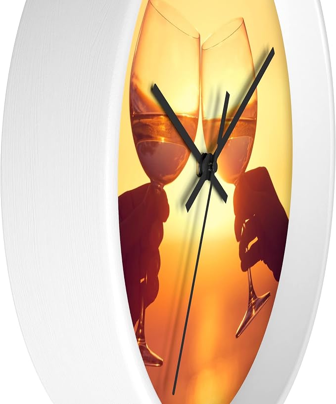 Mozingo ~ Wine Clock for Kitchen Bar Wall It's Wine O'clock Silent Time Gift Home Decor Made In USA, 10" (Hour Marks - None, Clock Frame Color - White, Wine Theme #05) - Image 2