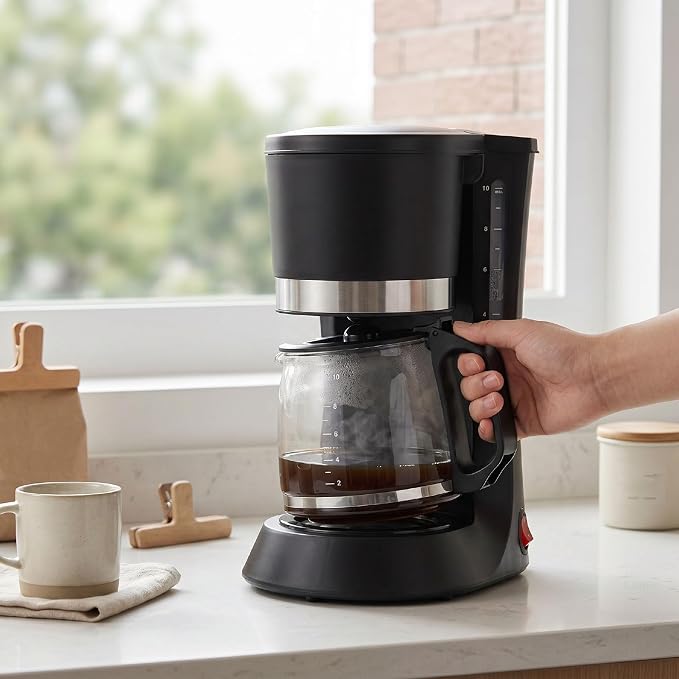Asixxsix AutomaticCoffeeMaker, 1.2L Glass Carafe Coffee Machine, Removable Glass Coffee Pot, Compact Design, Kitchen Essentials & Accessories - Image 3