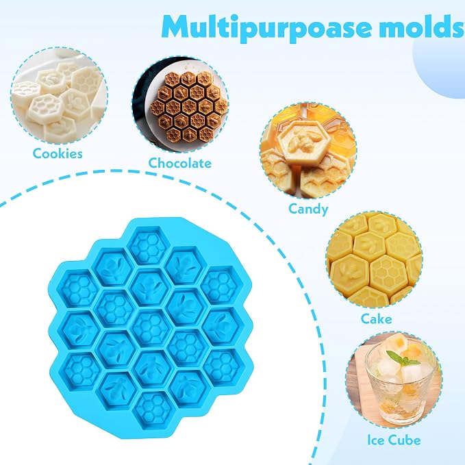 Versatile Honey Comb Silicone Mold, 19 Cavity Bee Silicone Mold for Baking, Reusable Non-Stick Gummy Molds for Candy, Chocolate, Jelly, Ice Cube - Image 5