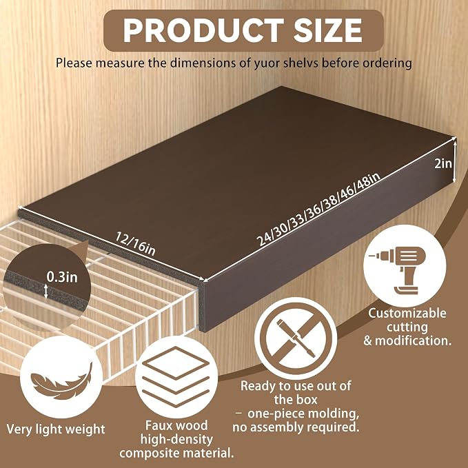 5 Pack 48x16in Wire Shelf Cover for Pantry, Closet, Kitchen – Waterproof PVC Wood-Look Wire Rack Covers for Shelves, Multiple Sizes Available，No-Tool Installation - Image 3
