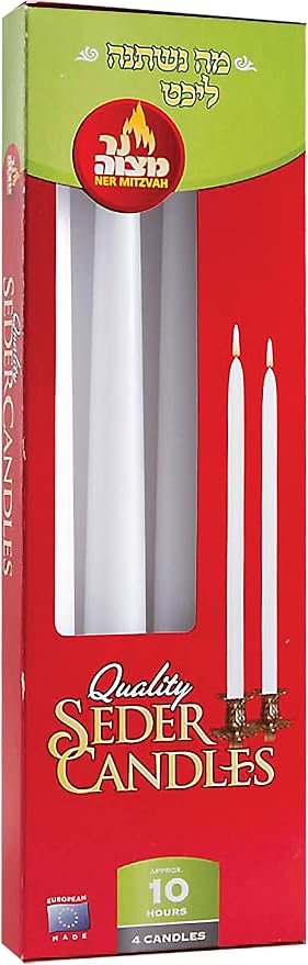 Ner Mitzvah Passover Seder Candles - 10 Hour Burn Time - European Made - Pack of 4 Taper Candles. - Image 5