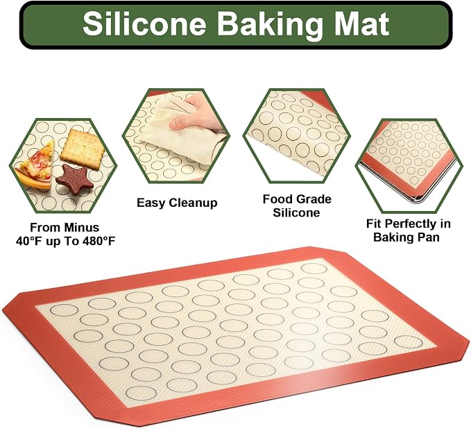 Baking Sheet Tray Cooling Rack with Silicone Baking Mat Set, Stainless Steel Cookie Pan For Oven, Set of 9 (3 Sheets + 3 Racks + 3 Mats), Warp Resistant & Heavy Duty & Easy Clean, Red - Image 5