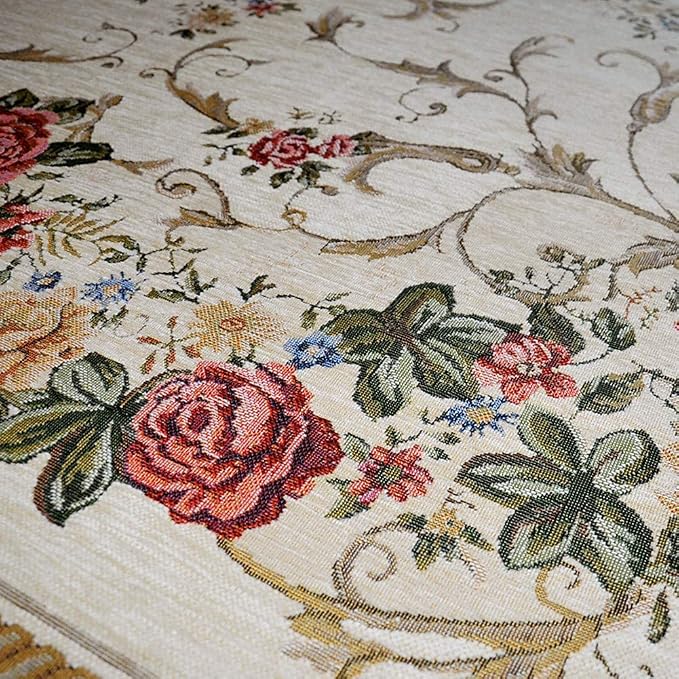 Vintage Rustic Shabby Rose Rugs Luxury Soft Elegant Traditional Rugs Floral Accent Carpet for Home Living Room/Bedroom, 6′6″ × 9′6″, Country Rose - Image 6