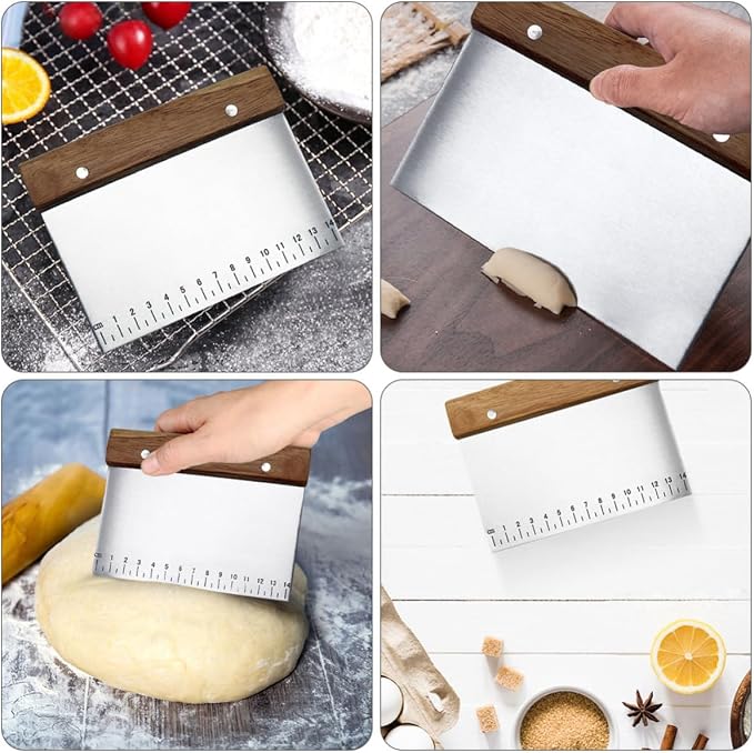 Dough Scraper Smooth Surface Baking Tool 2 Pcs Stainless Steel with Measurement Scale and Comfortable Handle Dough Cutter Random Color for Bread and Pastry Baking - Image 5