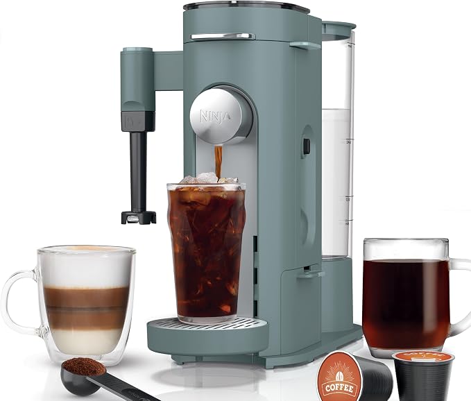 Ninja Pods & Grounds Coffee Maker, K-Cup Compatible, Sage Green, PB051SG | Built-In Milk Frother, 6-oz. Cup to 24-oz. Travel Mug Sizes, Iced Coffee Maker, 1550 watts by Unknown